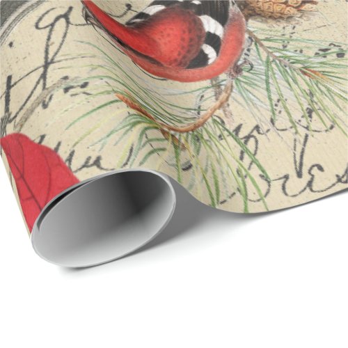 Beautiful vintage Christmas bird pattern Wrapping Paper