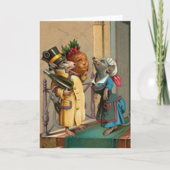 Beautiful Vintage Christmas Mice Mouse Card by vintagecreations at Zazzle