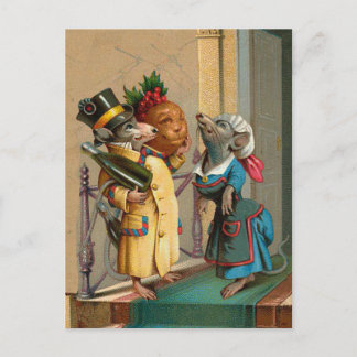 Beautiful Vintage Christmas Mice Mouse Postcard