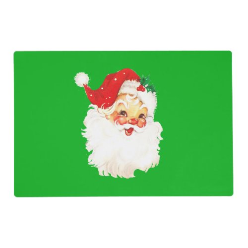 Beautiful Vintage Christmas Santa Claus on Green Placemat