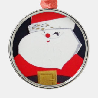 Beautiful Vintage Christmas Santa Metal Ornament