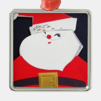 Beautiful Vintage Christmas Santa Metal Ornament
