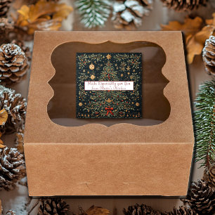 Beautiful Vintage Christmas Tree Ornaments Holly Square Sticker