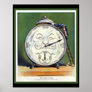 Beautiful Vintage Clock Poster 1909 Politics Humor