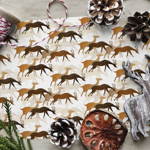 Beautiful Vintage Deer Seamless Pattern Tissue Paper