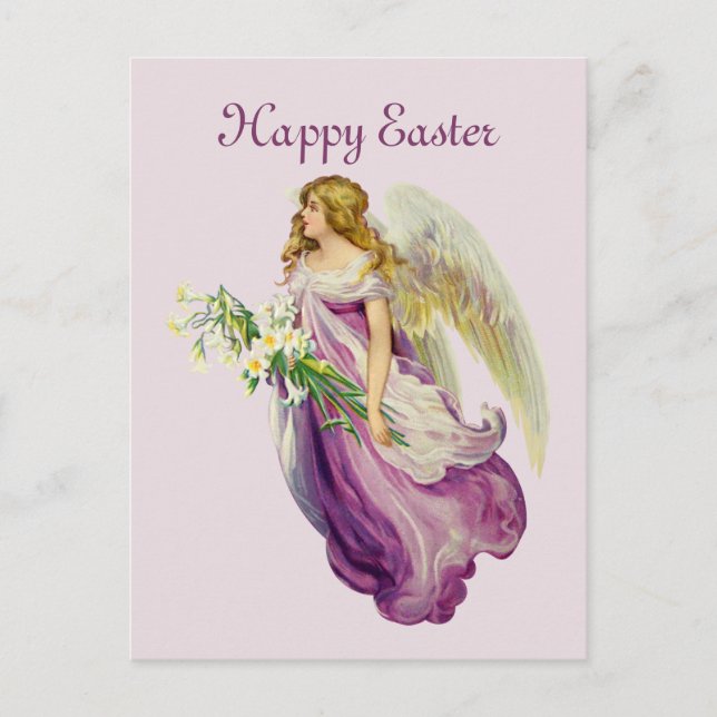 Beautiful vintage Easter Angel Holiday Postcard (Front)