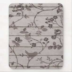 Beautiful vintage elegant floral birds butterflies mouse pad