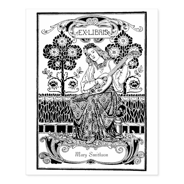 Beautiful Vintage Ex Libris Custom Name Rubber Stamp (Imprint)