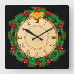 Beautiful Vintage Face Roman Numeral Christmas Square Wall Clock