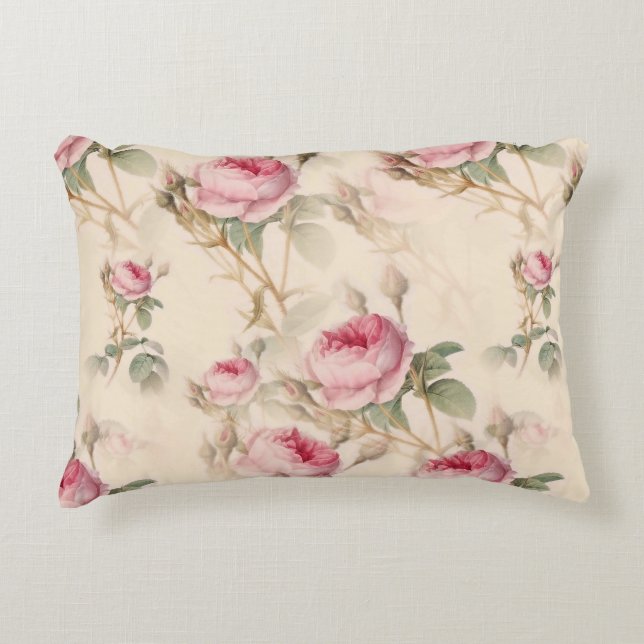 Beautiful Vintage Floral Accent Pillow (Front)