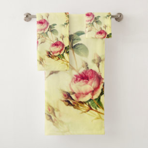 Beautiful Vintage Floral Bath Towel Set