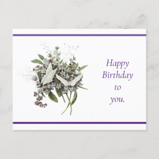 Beautiful Vintage Floral Birthday Postcard