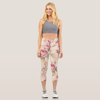 Beautiful Vintage Floral Capri Leggings