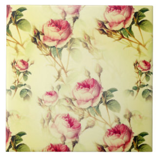 Beautiful Vintage Floral Ceramic Tile