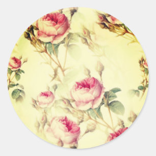 Beautiful Vintage Floral Classic Round Sticker