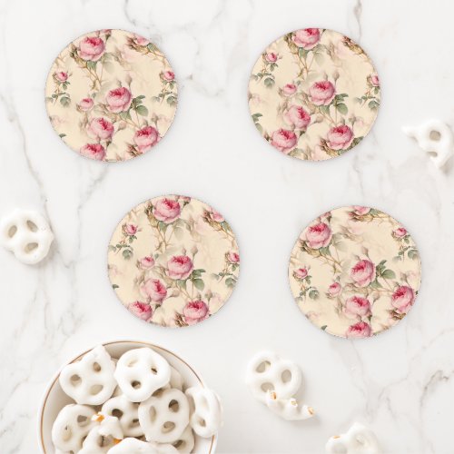 Beautiful Vintage Floral Coaster Set