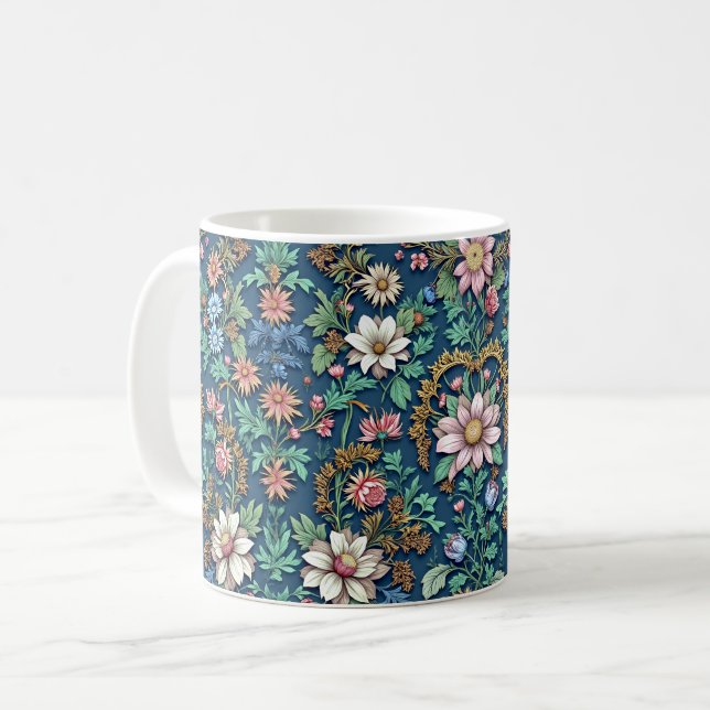 Beautiful Vintage Floral Coffee Mug (Front Left)