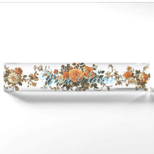 Beautiful vintage floral desk name plate
