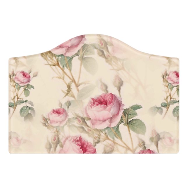 Beautiful Vintage Floral Door Sign (Small Crest Front)