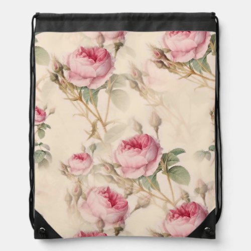 Beautiful Vintage Floral Drawstring Bag