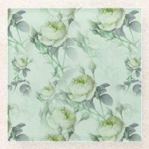 Beautiful Vintage Floral Glass Coaster