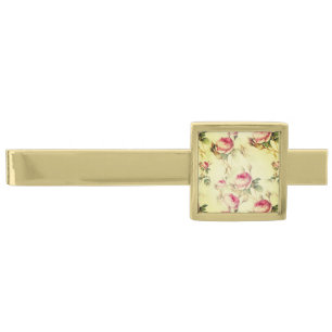 Beautiful Vintage Floral Gold Finish Tie Bar