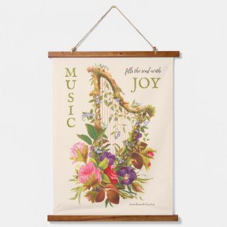 Beautiful vintage floral harp Music quote CC1218 
