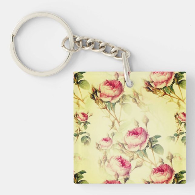 Beautiful Vintage Floral Keychain (Front)