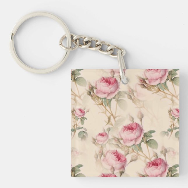 Beautiful Vintage Floral Keychain (Front)