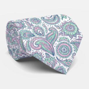 Beautiful vintage floral landscape pattern neck tie