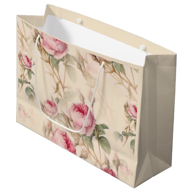 Beautiful Vintage Floral Large Gift Bag (Front Angled)