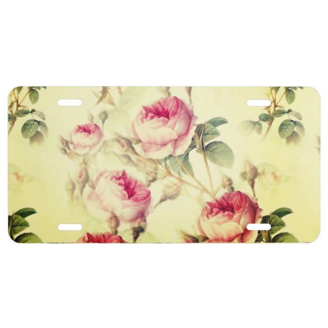 Beautiful Vintage Floral License Plate (Front)