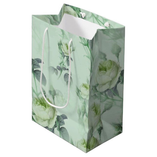 Beautiful Vintage Floral Medium Gift Bag (Front Angled)