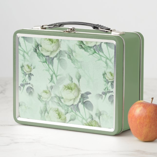 Beautiful Vintage Floral Metal Lunch Box (In Situ)