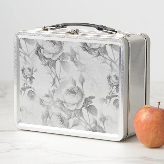 Beautiful Vintage Floral Metal Lunch Box (In Situ)