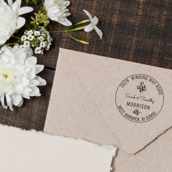 Beautiful Vintage Floral Name & Address Rubber Stamp by Paperpaperpaper at Zazzle