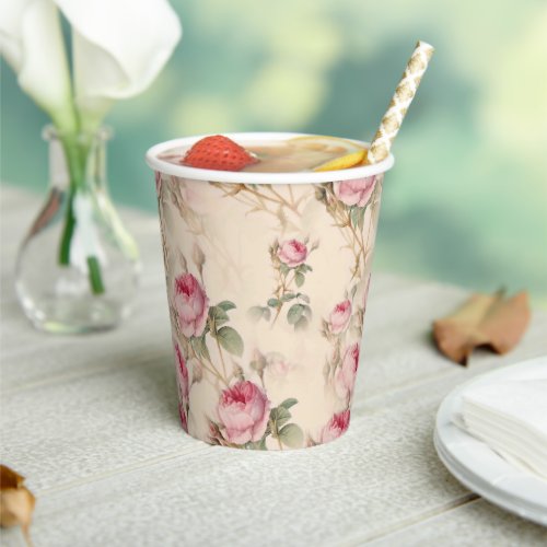 Beautiful Vintage Floral Paper Cups