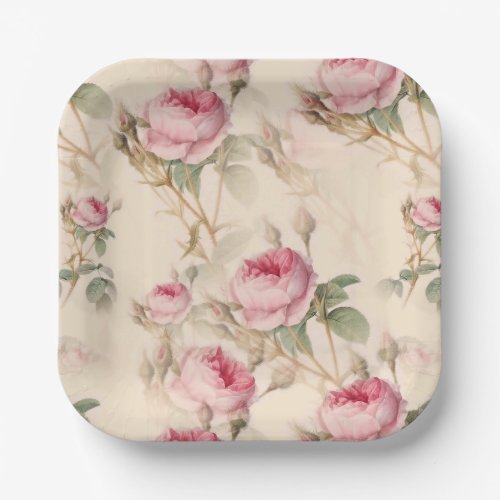 Beautiful Vintage Floral Paper Plates