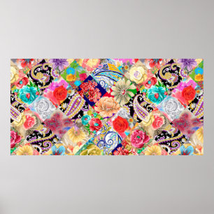 Beautiful vintage Floral pattern in the many kind  Poster