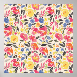 Beautiful vintage Floral pattern in the many kind Poster