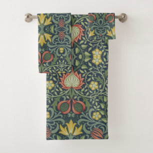 Beautiful Vintage Floral Pattern Pink Yellow Green Bath Towel Set
