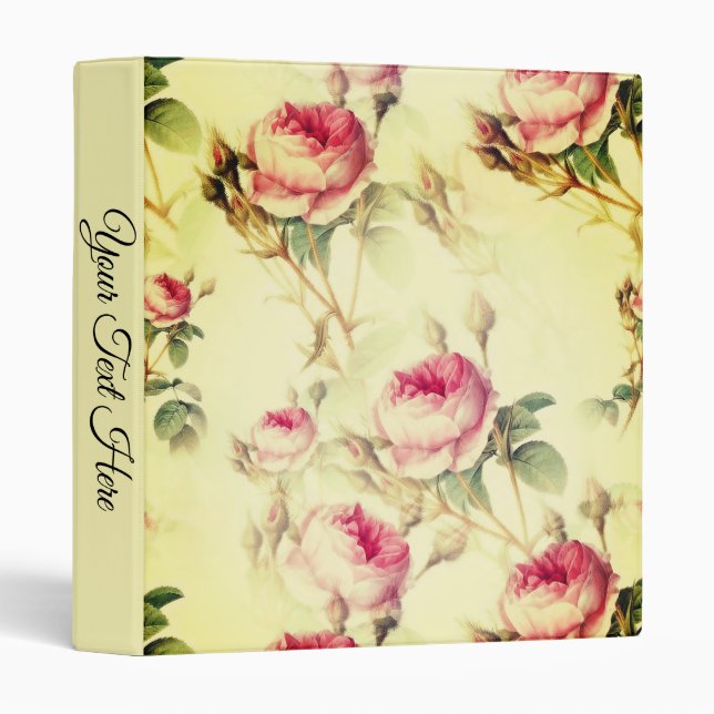 Beautiful Vintage Floral Personal 3 Ring Binder (Front/Spine)