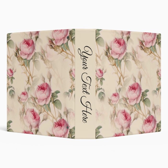 Beautiful Vintage Floral Personal 3 Ring Binder (Background)