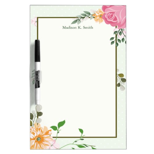 Beautiful Vintage Floral Personalized Receptionist Dry Erase Board