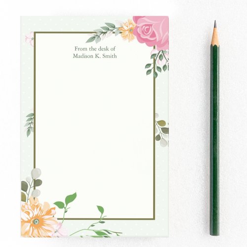 Beautiful Vintage Floral Personalized Receptionist Post_it Notes