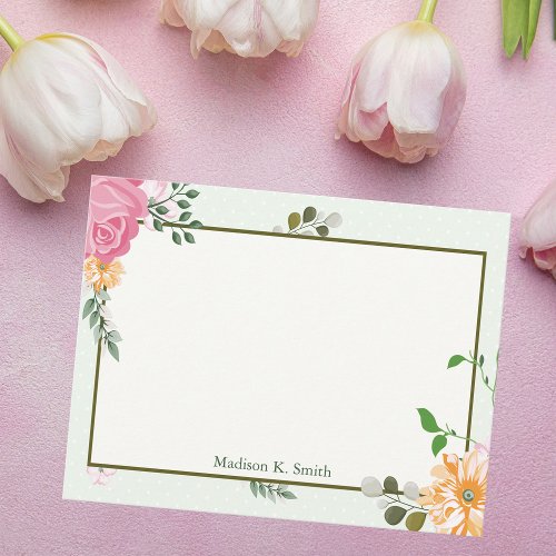 Beautiful Vintage Floral Personalized Stationary Note Card