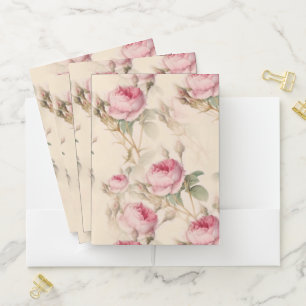 Beautiful Vintage Floral Pocket Folder