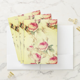 Beautiful Vintage Floral Pocket Folder