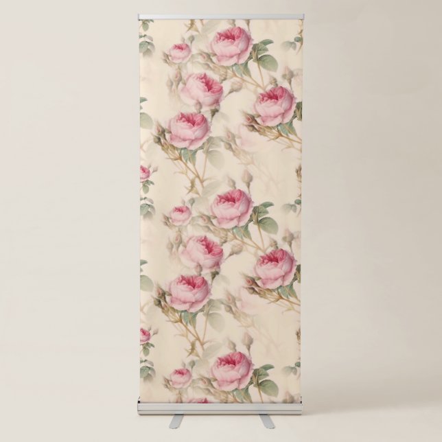 Beautiful Vintage Floral Retractable Banner (Front)