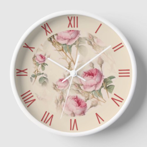 Beautiful Vintage Floral Roman Numerals Clock